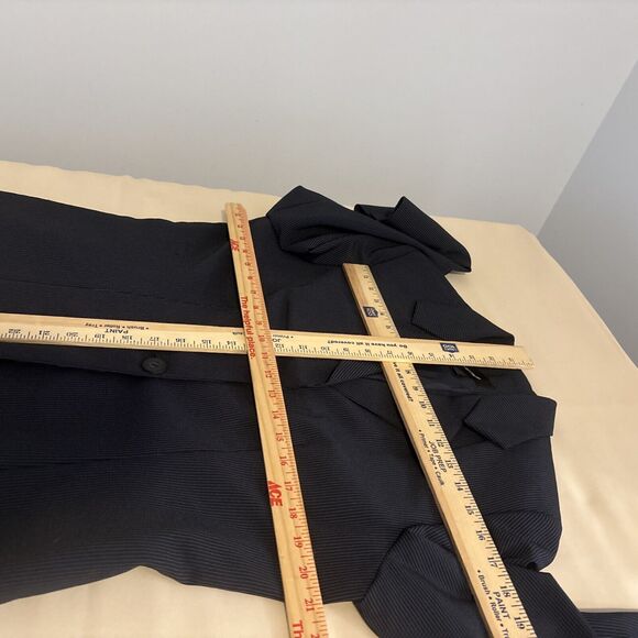 Signature Larry Levine Suit Blazer Women's Size 14 Black Pinstripe Notch Lapel - Picture 10 of 11